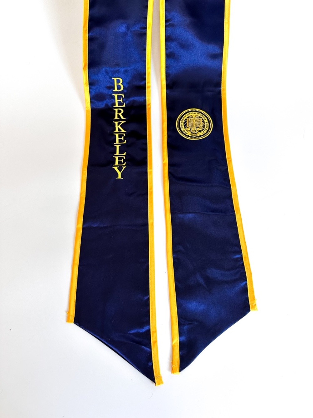 Blue Satin Graduation Stole with Gold Trim & Seal "The University Berkley"